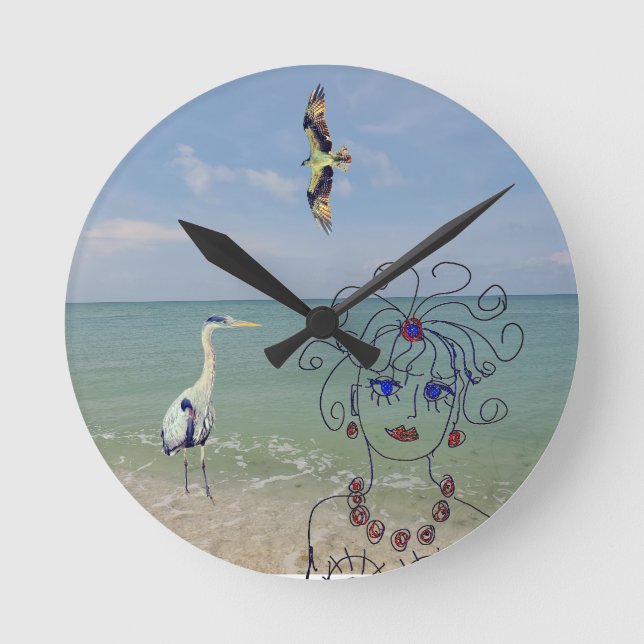 Sommerzeit Runde Wanduhr (Vorderseite)
