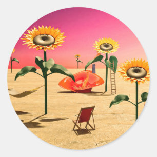 Sommerzeit Runder Aufkleber