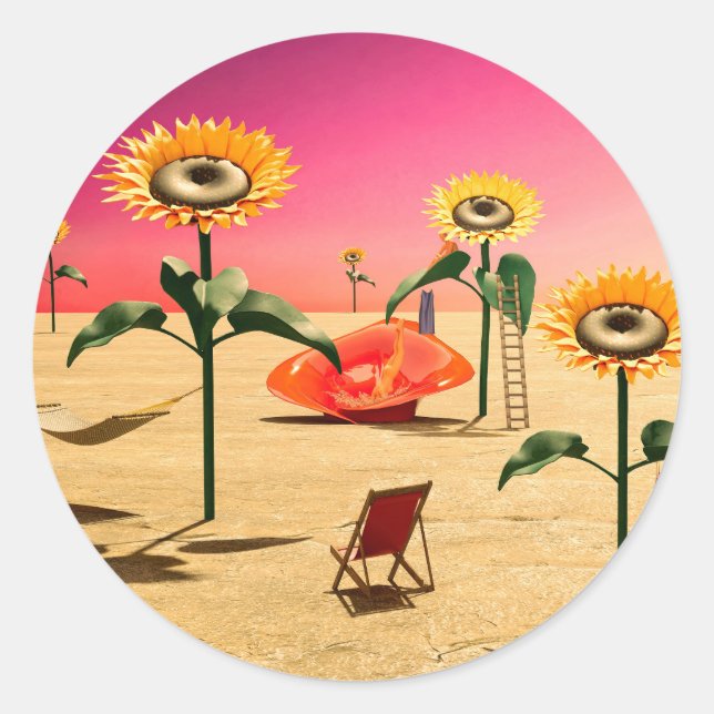 Sommerzeit Runder Aufkleber (Vorderseite)