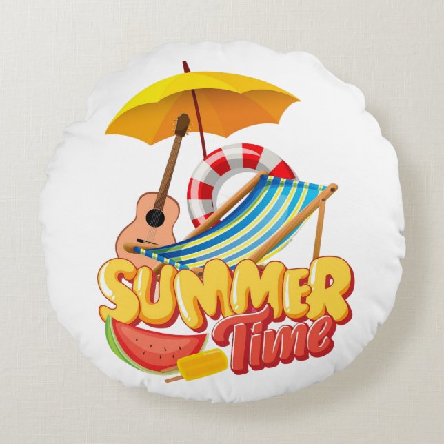 Sommerzeit Rundes Kissen (Vorderseite)