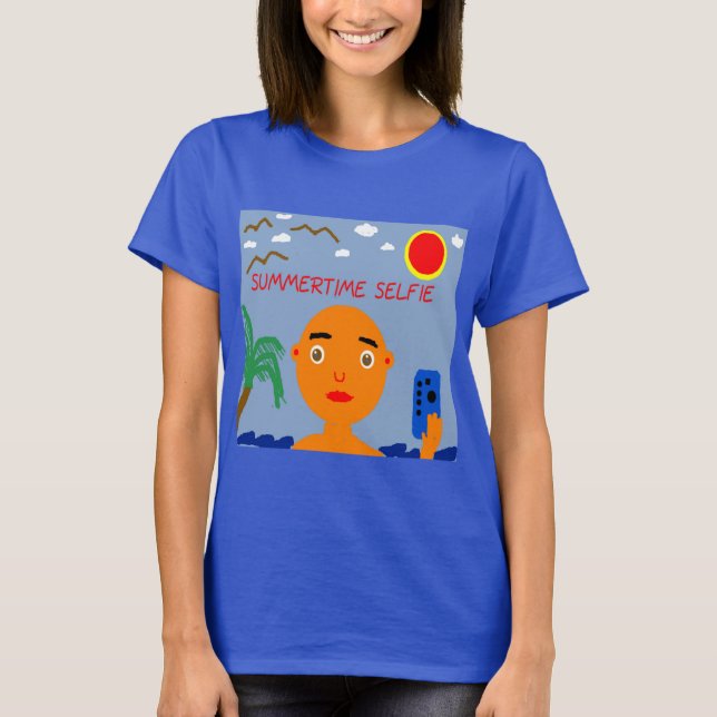 Sommerzeit selfie Design auf Ladys Blue T - Shirt (Vorderseite)
