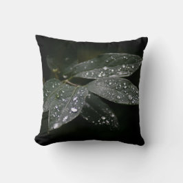 Sommerzeit Silver Raindrops auf dunkelgrünen Blätt Kissen