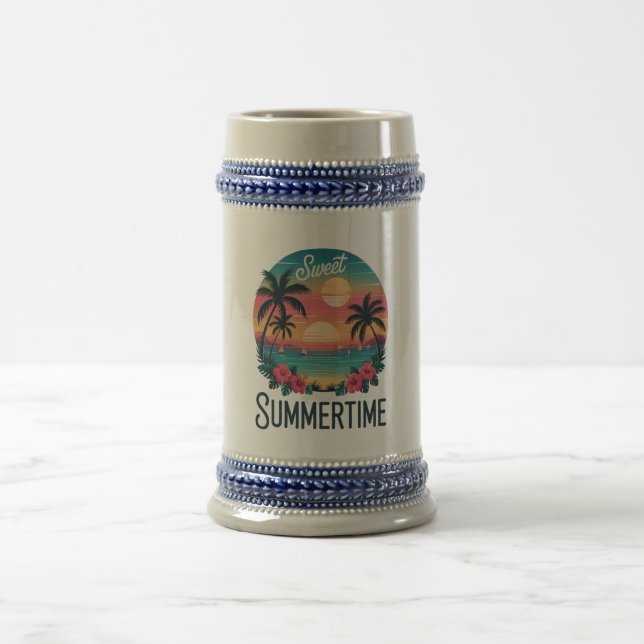 Sommerzeit Sommer Reise Strand Bierglas (Mittel)