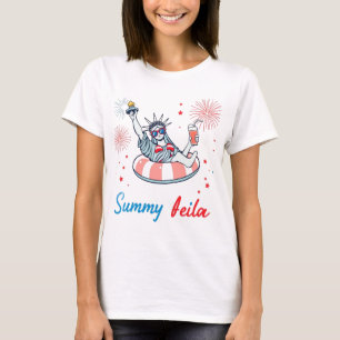 Sommerzeit Statue of Liberty Schwimmhilfe Fourth o T-Shirt