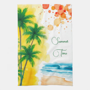 „Sommerzeit“-Stranddesign Geschirrtuch
