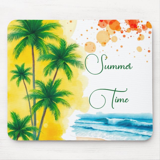„Sommerzeit“-Stranddesign Mousepad (Vorne)
