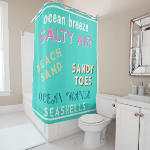 Sommerzeit Türkise Beach Sand Typografie Duschvorhang
