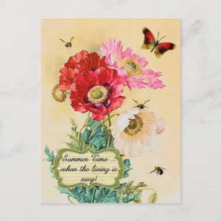 Sommerzeit Vintage Blumenpopulationen Postkarte