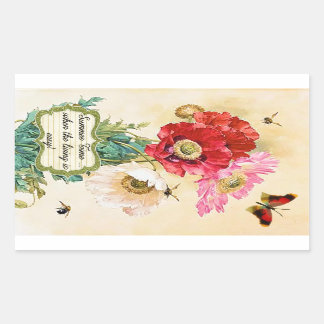 Sommerzeit Vintage Blumenpopulationen Rechteckiger Aufkleber