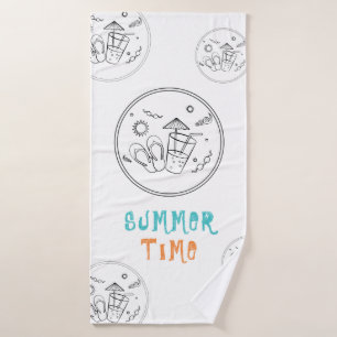 Sommerzeitvibes von Sonne & Urlaub, Skizze Kunst Badehandtuch