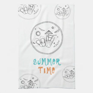Sommerzeitvibes von Sonne & Urlaub, Skizze Kunst Geschirrtuch