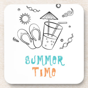 Sommerzeitvibes von Sonne & Urlaub, Skizze Kunst Getränkeuntersetzer
