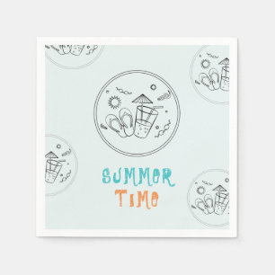 Sommerzeitvibes von Sonne & Urlaub, Skizze Kunst Serviette