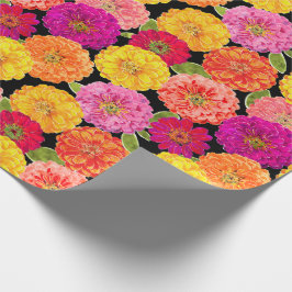 Sommerzinnias-Rosa-Gelb mit Blumen Geschenkpapier
