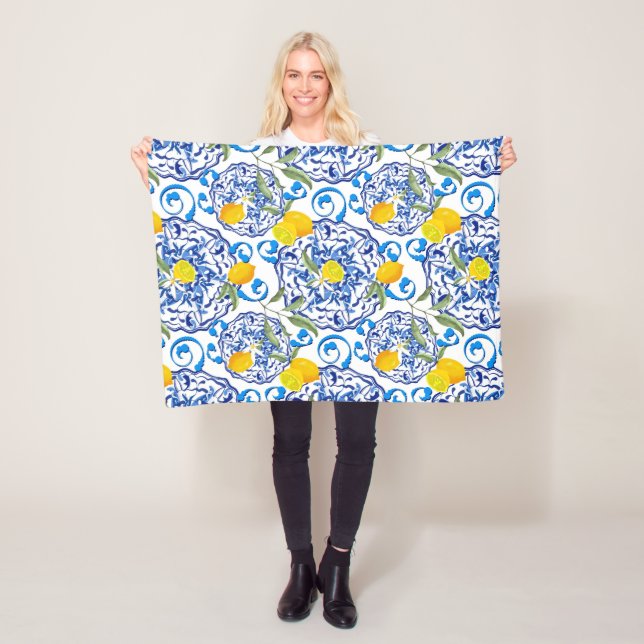 Sommerzitrus, boho, bohemiisch, floralmediterran  fleecedecke (Beispiel)