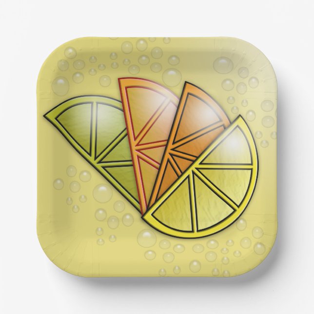 Sommerzitrus Bubbling Freude Pappteller (Vorderseite)