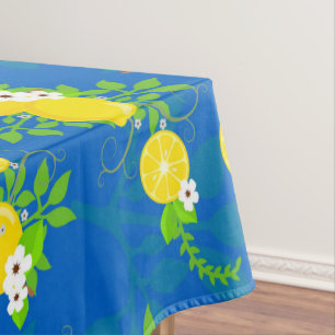 Sommiges Blau und Gelb Zitronen Blumenmuster Tischdecke