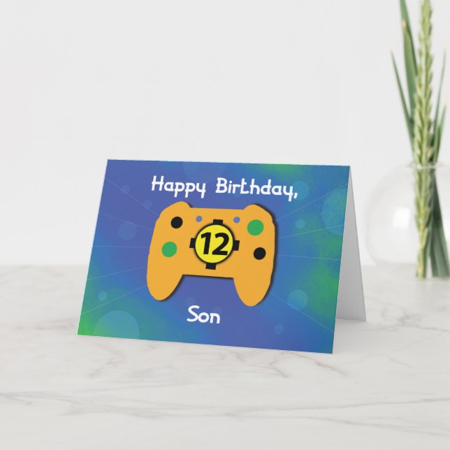 Son 12 Year Old Birthday Gamer Controller Karte (Vorderseite)