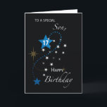 Son 17. Geburtstag Star Inspirational Blau & Schwa Karte<br><div class="desc">Lass deinem Sohn,  dass er etwas Besonderes ist und dass er jedes Glück verdient,  indem er ihm diese Inspirationskarte für seinen kommenden 17. Geburtstag schenkt. Lass die Sterne an seinem besonderen Tag funkeln.</div>