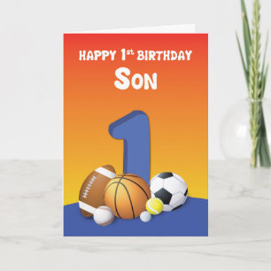 Son 1 Birthday Sportballs Karte