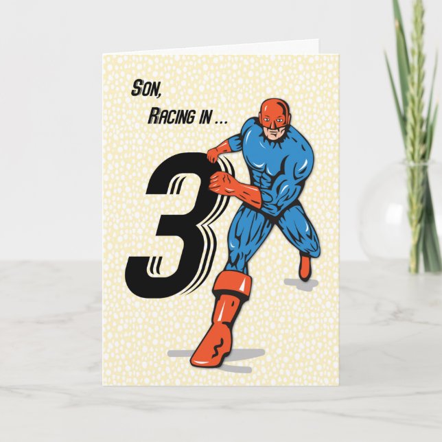Son 3. Geburtstag Superhero Karte (Vorderseite)