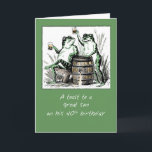 Son 40. Geburtstag Frogs Toasting mit Bier Karte<br><div class="desc">Dein Sohn wird diese lustige Karte sicherlich mögen. Mit diesen Fröschen,  die mit Bier toasten,  lächelt er ihm ins Gesicht und ist bereit,  seinen 40. Geburtstag zu feiern.</div>