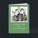 Son 40. Geburtstag Frogs Toasting mit Bier Karte<br><div class="desc">Heute ist der Tag,  um den 40. Geburtstag Ihres Sohnes zu feiern! Grüne Frösche auf grünem Hintergrund toastern zu diesem besonderen Geburtstag! Vintage Bild mit freundlicher Genehmigung von Clipart.</div>