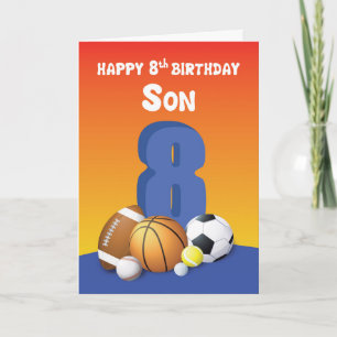 Son 8. Geburtstag Sportbälle Karte