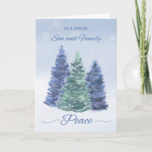 Son and Family Holiday Peace mit Evergreen Trees Karte