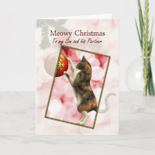 Son and partner, Meowy Christmas Feiertagskarte