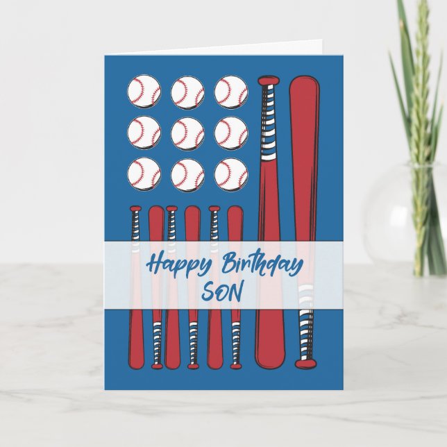 Son Baseball Flag Birthday Red White Blue Karte (Vorderseite)