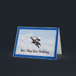 Son Birthday Bird Surfcard Karte<br><div class="desc">Phantastisches Foto eines Jungen, der auf dem Rücken eines Vogels reitet, um am Himmel zu surfen, wird auf dieser Geburtstagskarte für einen Sohn gezeigt. An der Kartenvorderseite steht:"Son, May Your Birthday", und innen drin steht: "Be High Flying Fun, Happy Birthday"! Eine tolle Karte, um einen Sohn an seinem besonderen Tag...</div>