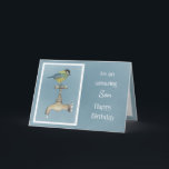 Son birthday card - watercolour bird karte<br><div class="desc">A lovely watercolour bird birthday card for Son. Great for a bird or wildlife lover.</div>