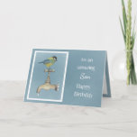 Son birthday card - watercolour bird karte<br><div class="desc">A lovely watercolour bird birthday card for Son. Great for a bird or wildlife lover.</div>