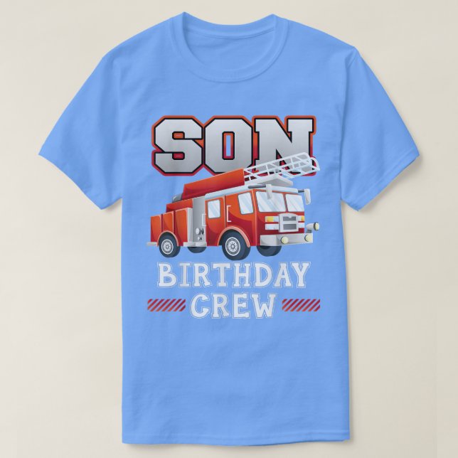 Son Birthday Crew Fire Truck Feuerwehrfamilie Ma T-Shirt (Design vorne)