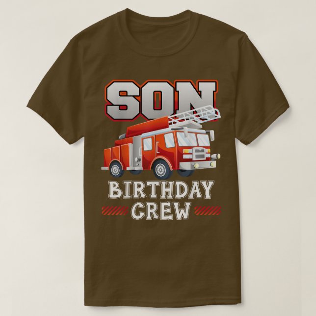 Son Birthday Crew Fire Truck Feuerwehrfamilie Ma T-Shirt (Design vorne)