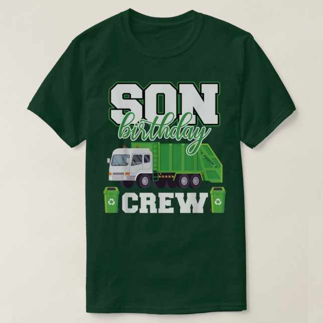 Son Birthday Crew Garbage Truck Family Matching Bi T-Shirt (Design vorne)