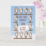 Son Birthday, neugierige Owls Karte<br><div class="desc">Eule Geburtstagskarte für einen Sohn. Neugierige Eulen,  die sich den Kopf drehen,  um dich anzusehen,  und fragte "Wer hat heute Geburtstag?". Eine lustige Geburtstagskarte für jeden,  der Eulen mag. Die Eulen,  die gezeigt werden,  sind Scheuneneuulen.</div>