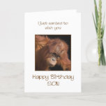 Son Birthday, Orang Utan Karte<br><div class="desc">Gib deinem Sohn einen frechen Affen einer Geburtstagskarte. Eine Geburtstagskarte für Ihre ganz eigene Top Banane! Ein Baby Orang-Utan sieht niedlich aus.</div>