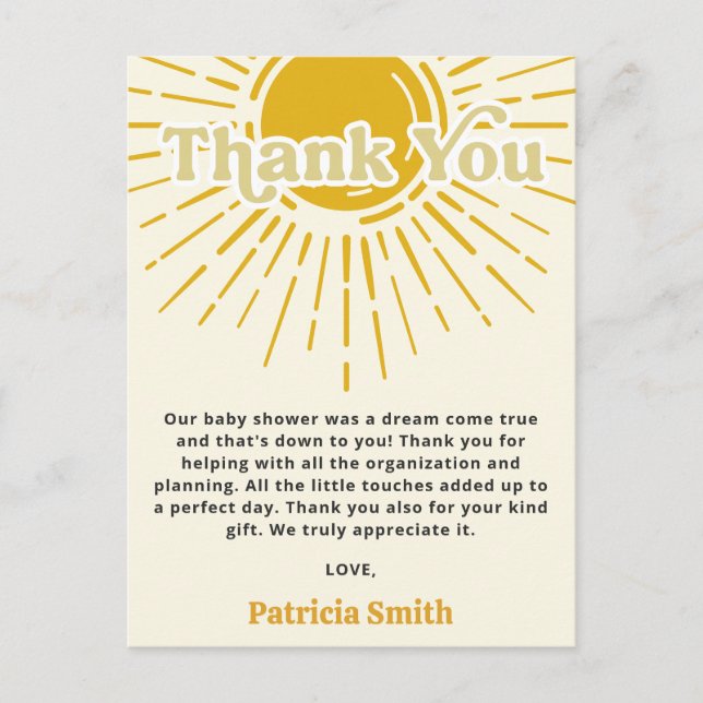 Son Boho Boy Baby Dusche Vielen Dank Postkarte (Vorderseite)