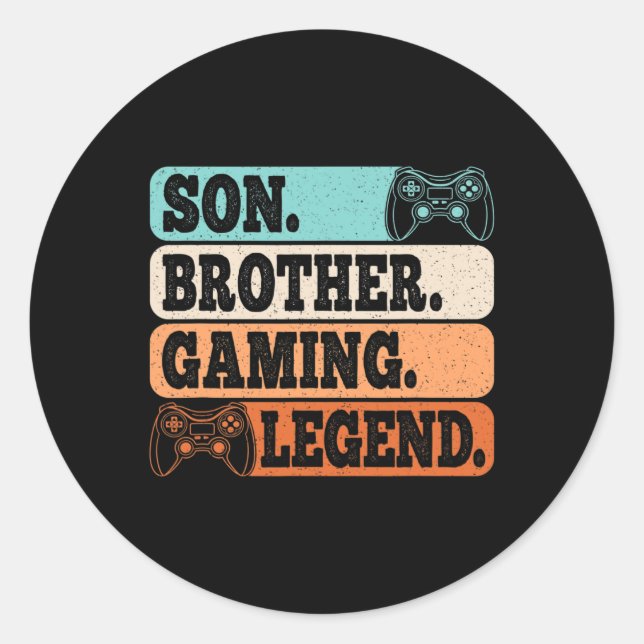 Son Brother Gaming Legend Video Gamer Retro Game  Runder Aufkleber (Vorderseite)