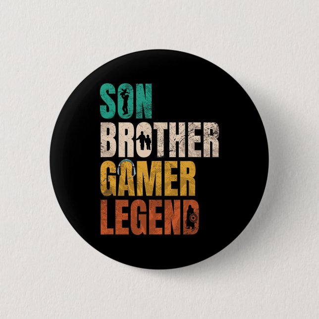 Son Brother Video Gamer Legend Matching Family Sib Button (Vorderseite)