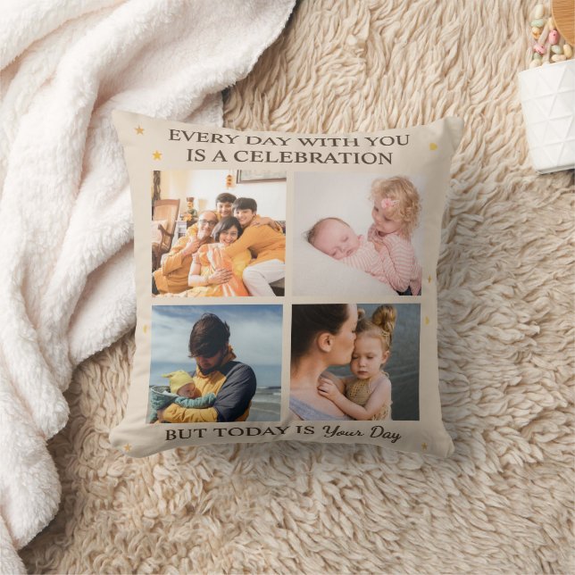 Son & Daughter Day – 4 Photo Family Love Pillow Kissen (Decke)
