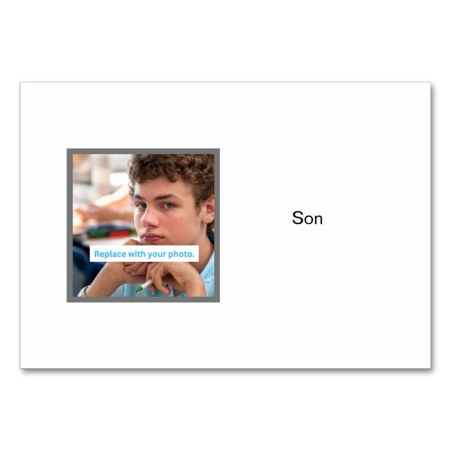 Son Foto Personalisierte Flashcards der Familie Tischnummer (Vorderseite)