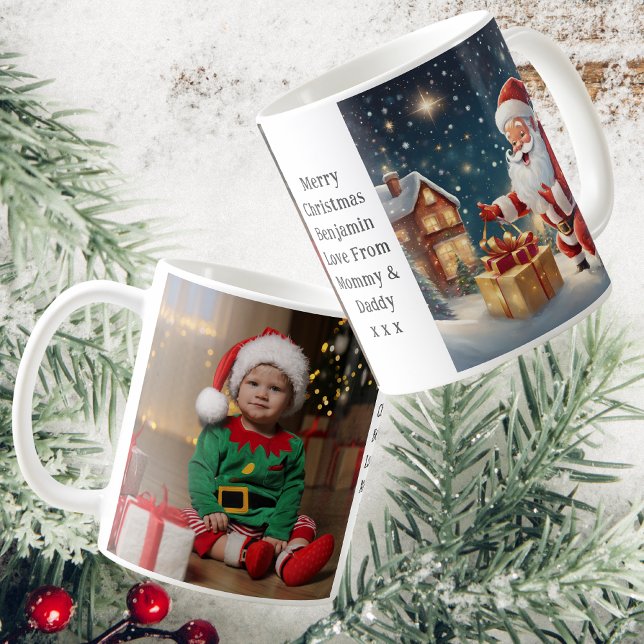 Son Foto | Weihnachtsgeschenk | Weißer Kaffee Kaffeetasse (Front And Back)