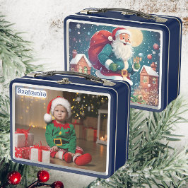 Son Foto | Weihnachtsgeschenke | Kids Blue Metall Brotdose
