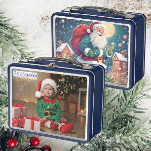 Son Foto   Weihnachtsgeschenke   Kids Blue Metall Brotdose
