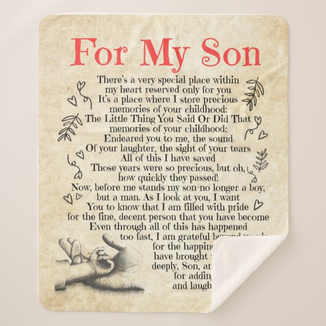Son-Geschenk| Für meinen Sohn danke, dass Sie so v Sherpadecke (Vorderseite)