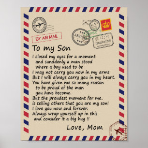 Son Gift   Brief an meine Sohn Liebe aus der Mama Poster