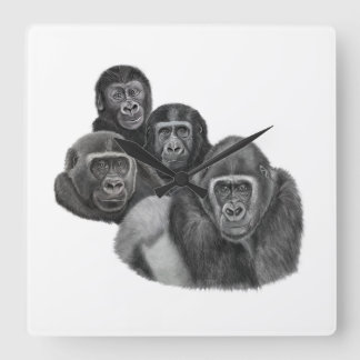 Son Gorilla Clock By AGE. Gorilla Life Quadratische Wanduhr